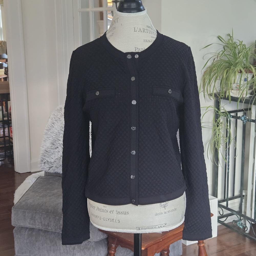 White House Black Market Textured Black Cardigan